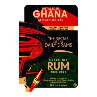The Nectar Of The Daily Drams Ghana 2020 MIM Distillery 3 years ARC Cane Juice Rhum 57%