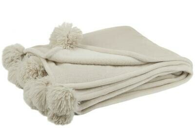 PLAID POMPOM POLYESTER BEIGE/MUNT