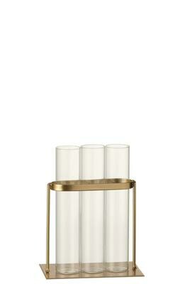 VAASJE 3 TUBES METAAL/GLAS GOUD