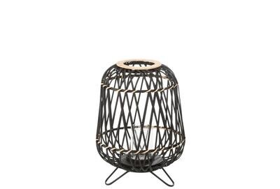 LANTAARN OP VOET BAMBOE ZWART/NATUREL SMALL