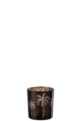 THEELICHTHOUDER PALMBOOM GLAS BRUIN SMALL