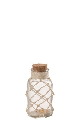 DECORATIE VAAS SAND SCHELPEN GLAS TRANSPARENT SMALL