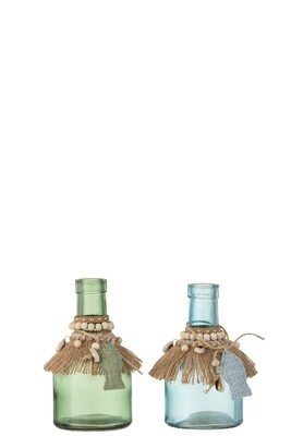 VAAS JUTE/VIS GLAS BLAUW/GROEN MEDIUM ASSORTIMENT VAN 2