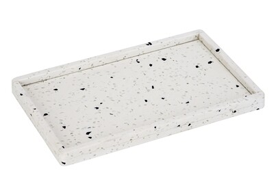 TERRAZZO TRAY 27X17CM WIT MET BOORD