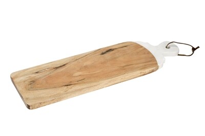 HOUT WIT MARMER DIENBLAD 49X16CM