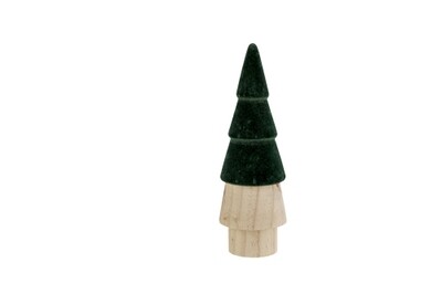 KERSTBOOM TOP COLORED DONKERGROEN 7,5X7,5XH22,5CM ROND HOUT