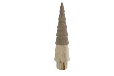 KERSTBOOM TOP COLORED CREME 7,5X7,5XH22,5CM ROND HOUT