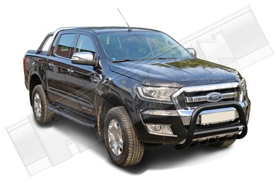 Bullbar - mat zwart 89mm + skidplate - Ford Ranger 2012+