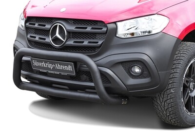Bullbar - zwart 76mm met skidplate - Mercedes X-klasse -  09/2017+