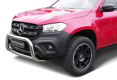 Bullbar - RVS 76mm met skidplate - Mercedes X-klasse -  09/2017+