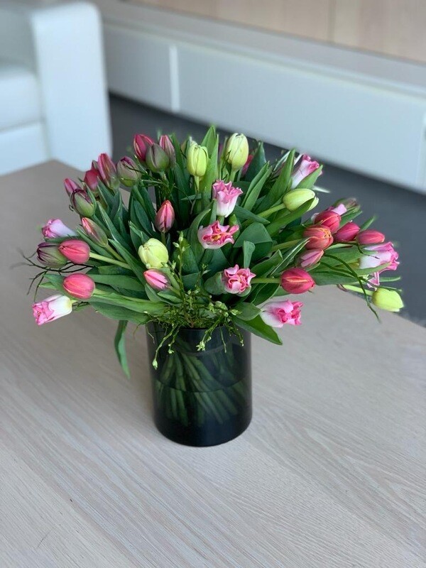 Boeket tulpen gemengde kleuren