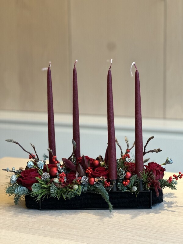 Tafelstuk langwerpig met kaarsen