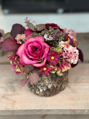 Stronk met zijdebloemen