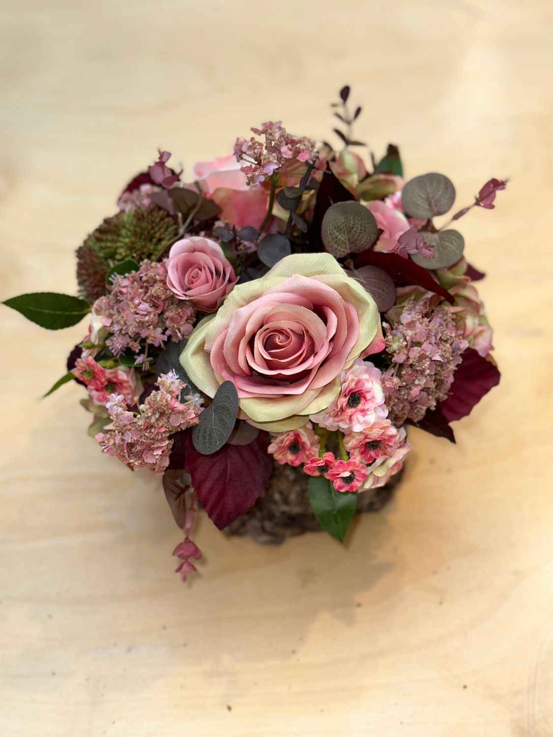 Stronk met zijdebloemen