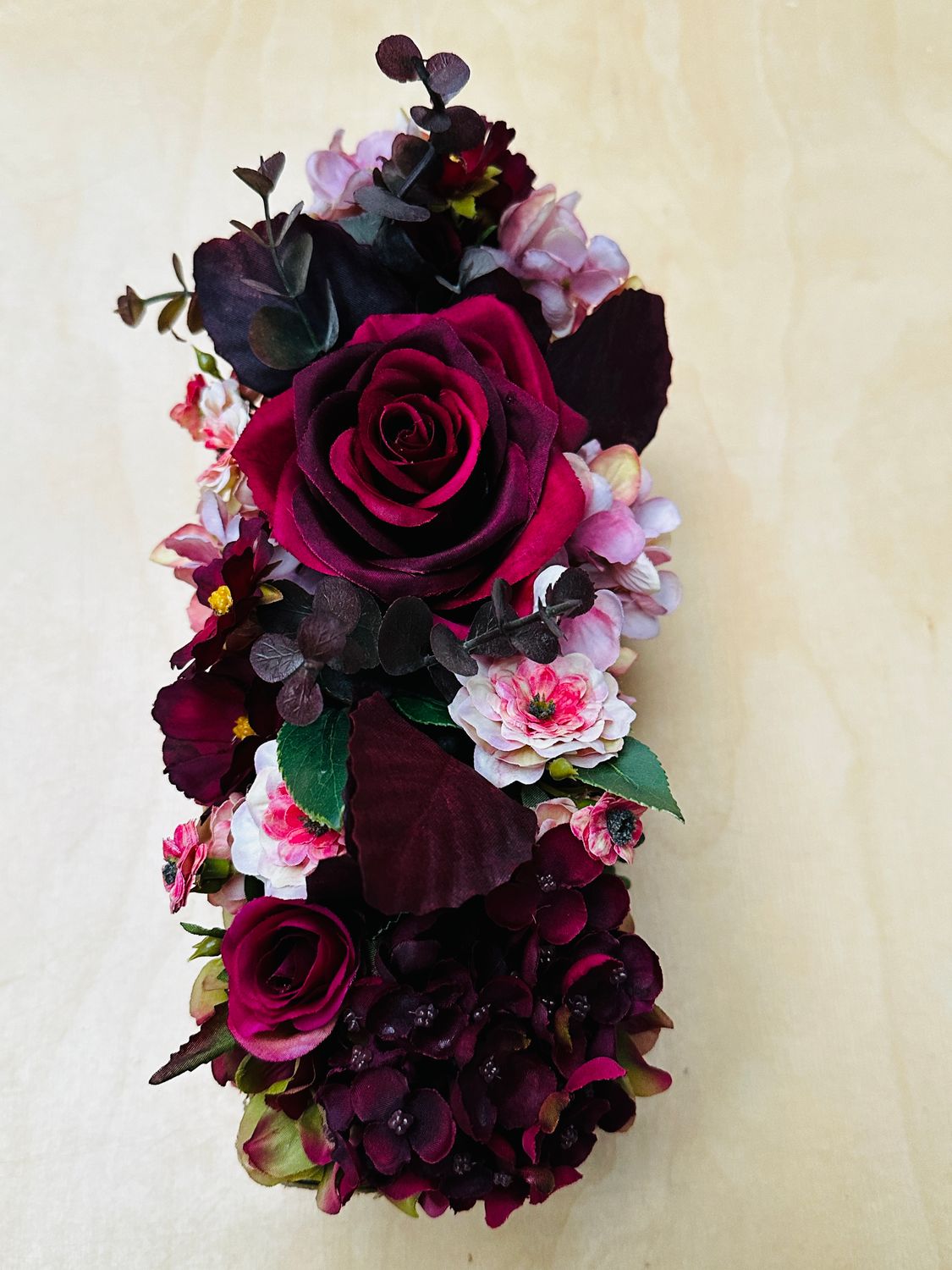 Bloemstuk zijdebloemen langwerpig