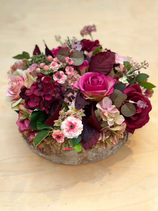 Bloemstuk zijdebloemen rond