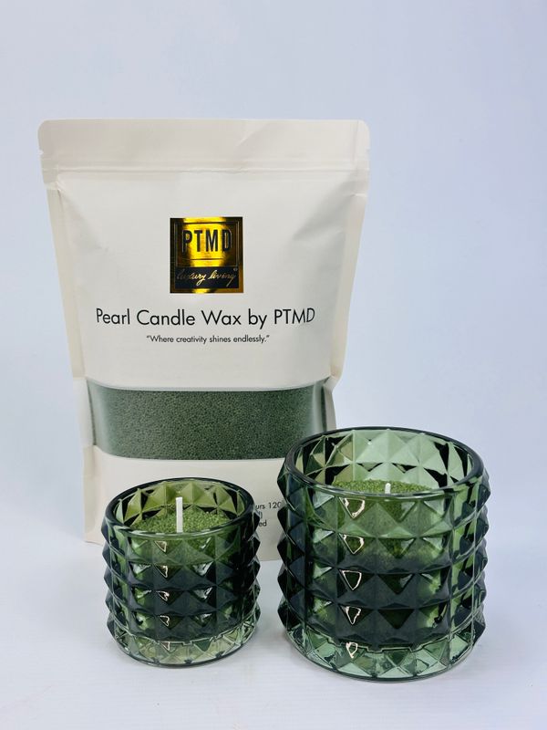 Candle wax groen glas