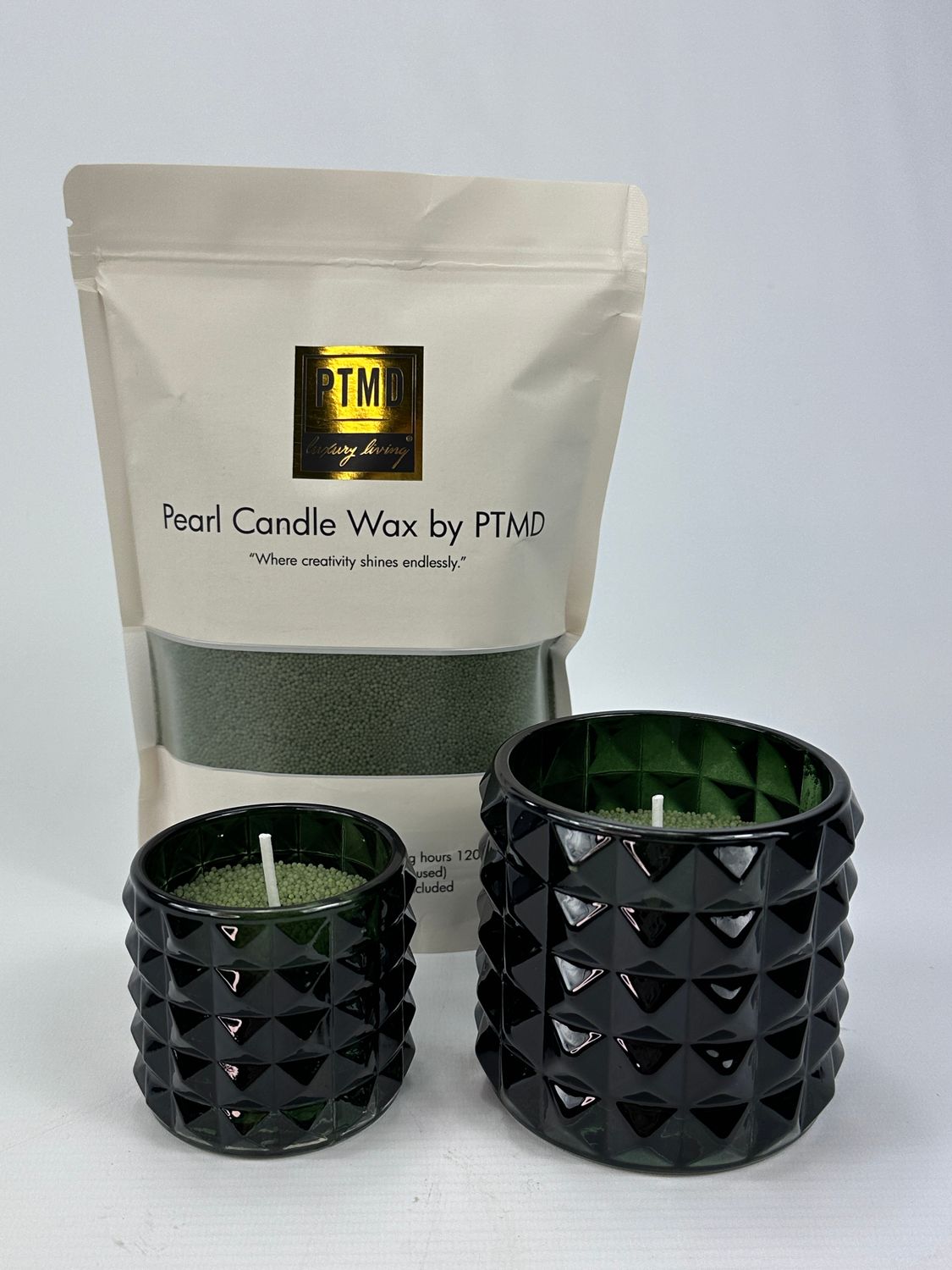 Candle wax groen glas