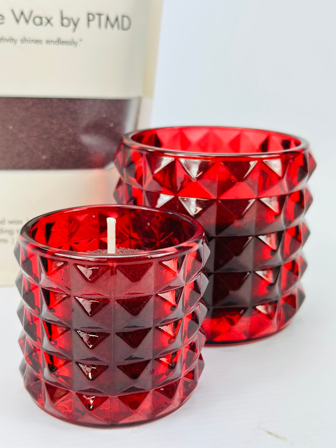 Candle wax rood glas