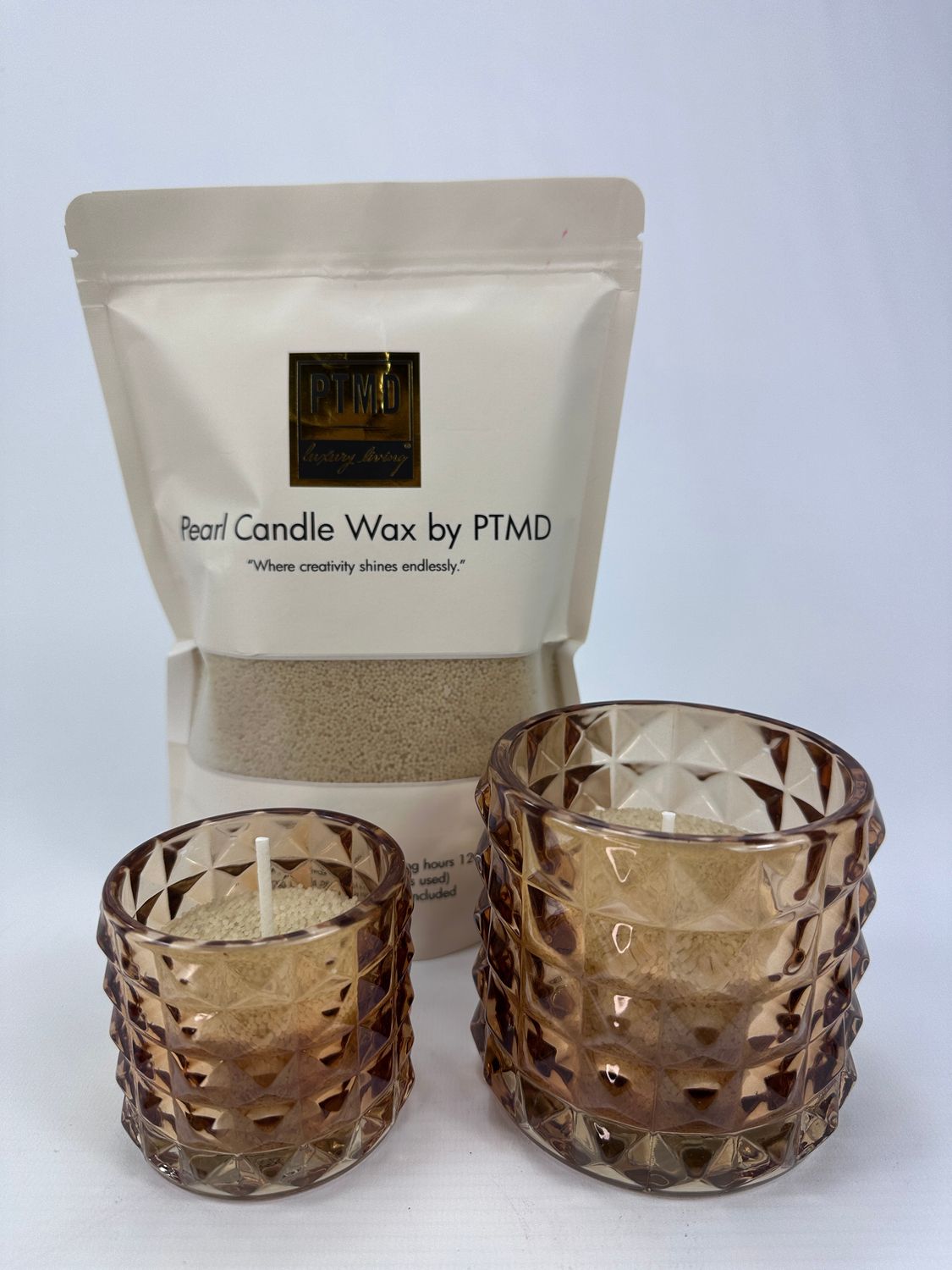 Candle wax beige glas