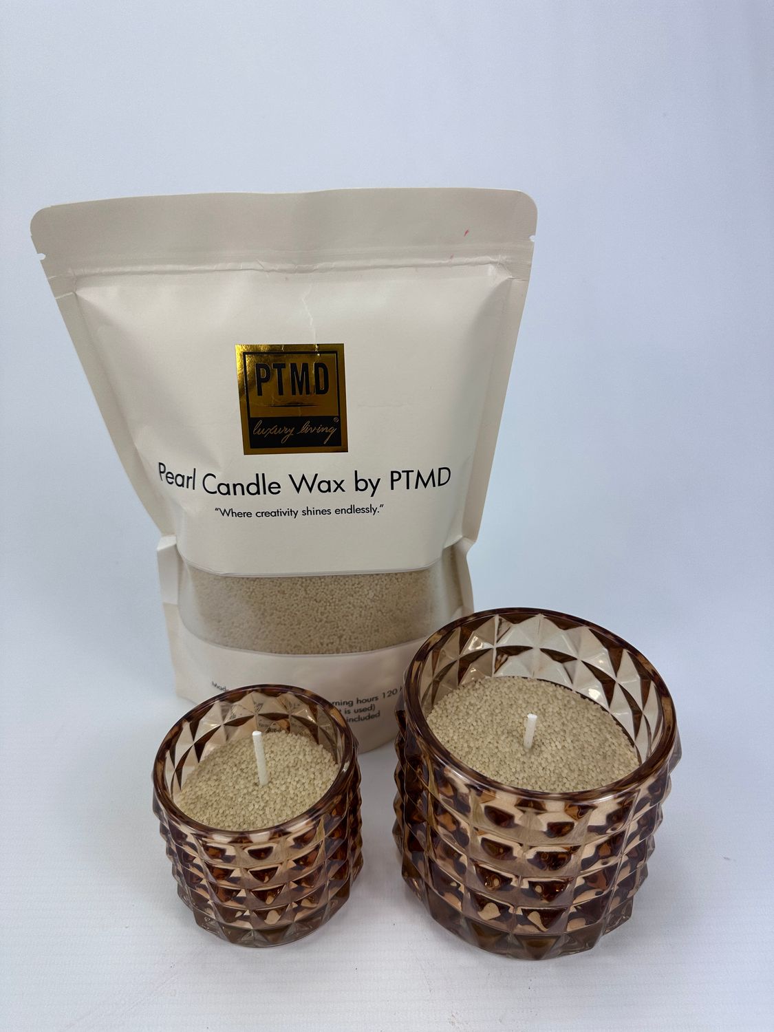 Candle wax beige glas