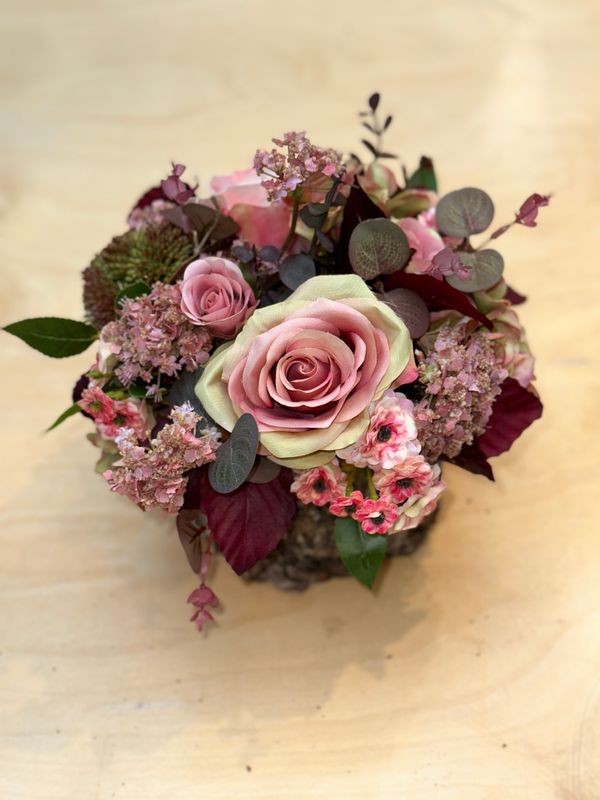 Stronk met zijdebloemen