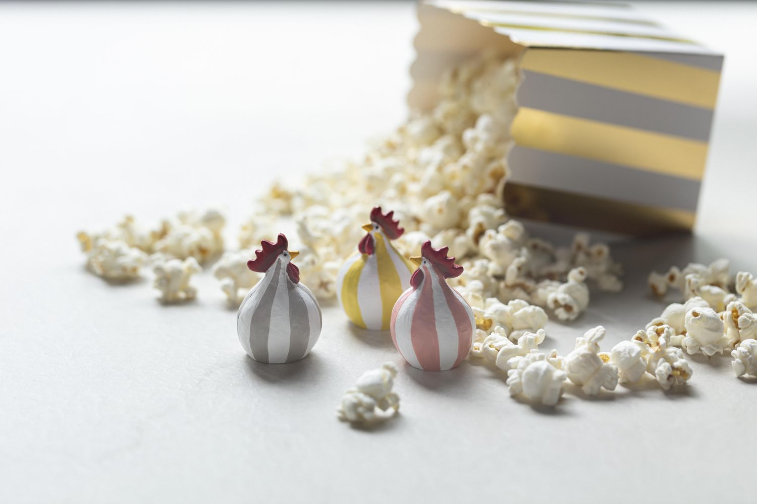 Set van 3 mini kippen strepen