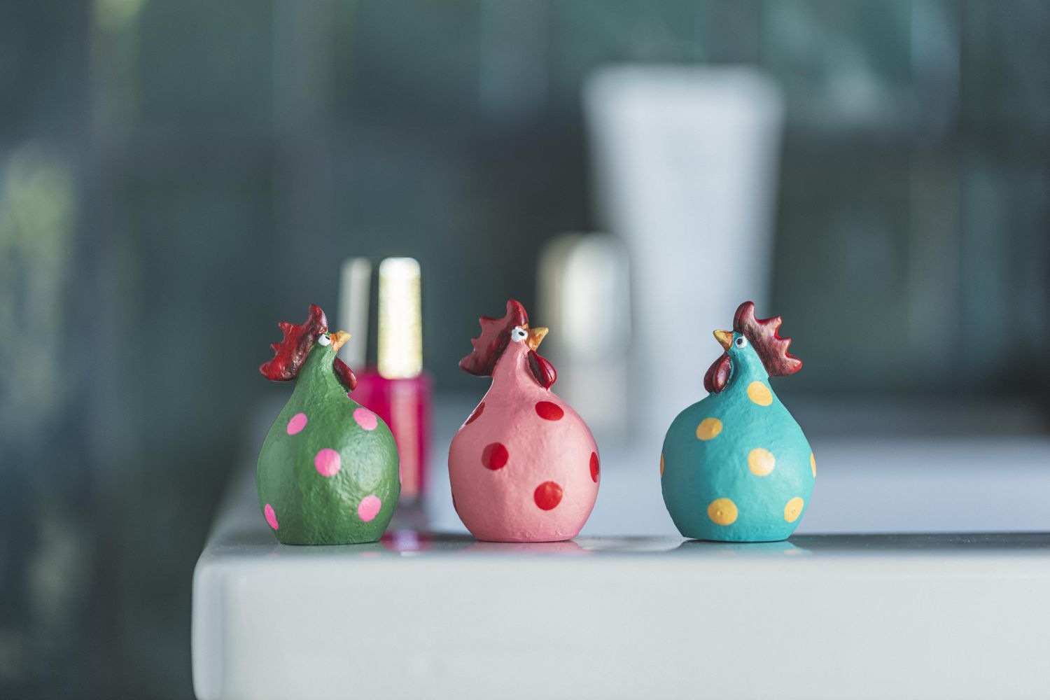 Set van 3 mini kippen stippen