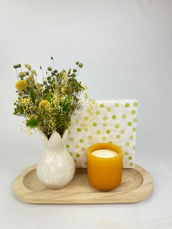 Cadeauset droogbloemen geel/groen
