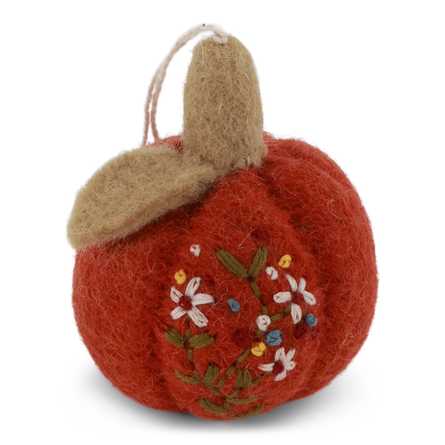 Vilten pompoen met bloemen