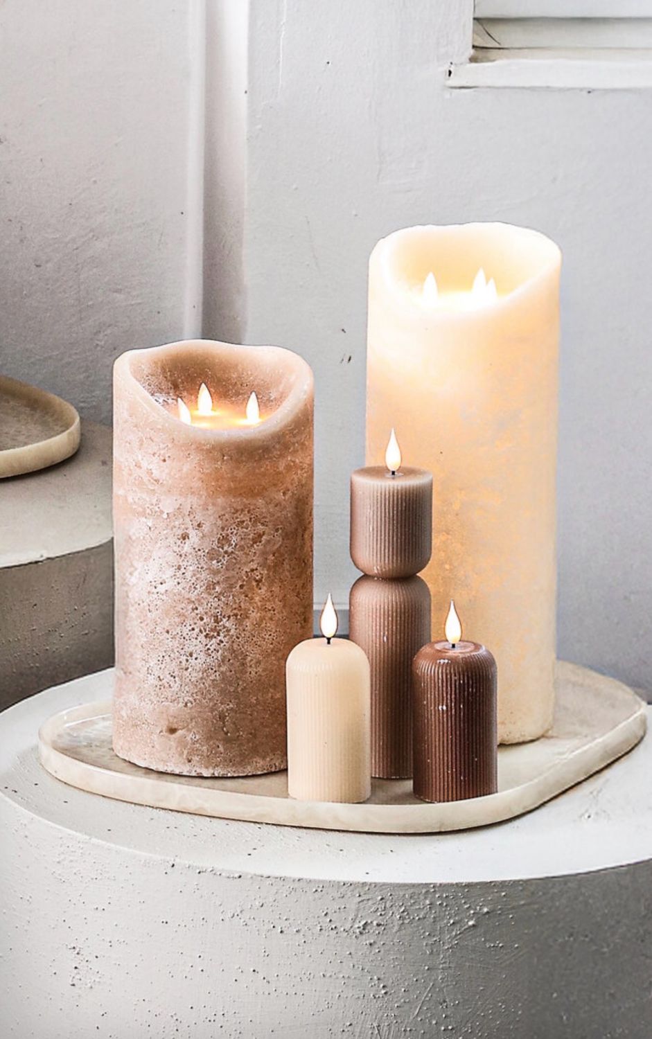 Led Light candle New Rustic ivory movable flame