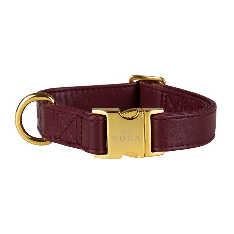 Hondenhalsband Bordeaux met Goud