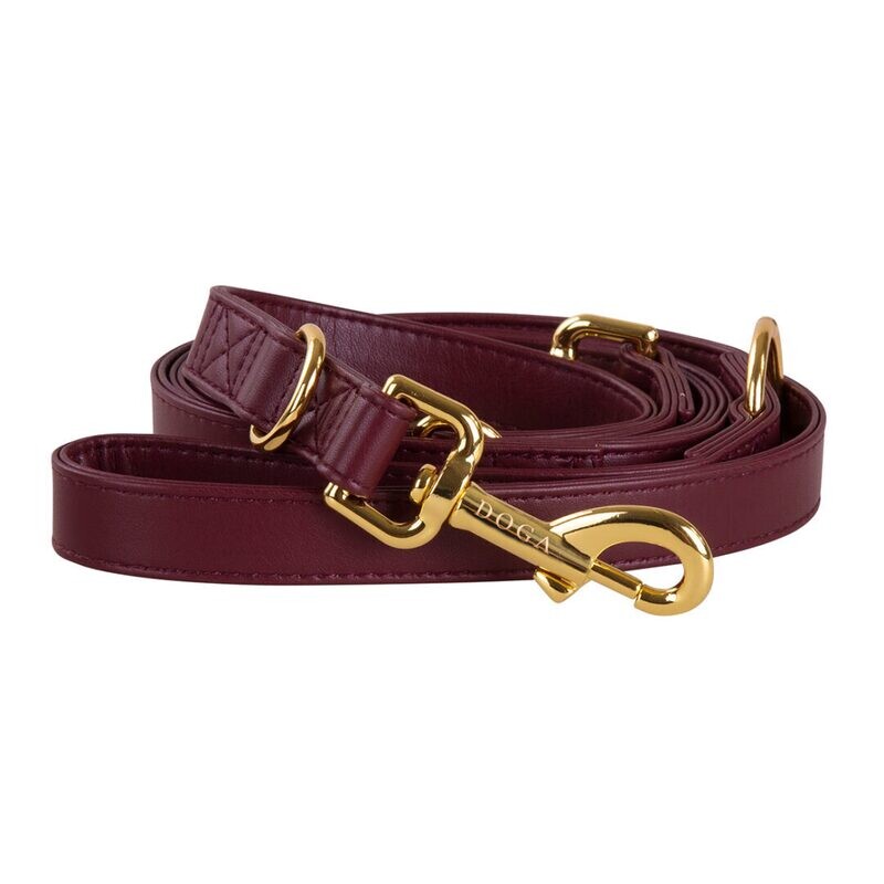 Hondenriem Bordeaux met Goud