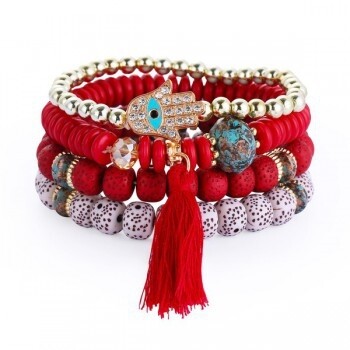 Bohemian armband | Rood