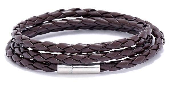 Gevlochten lederen armband | Bruin