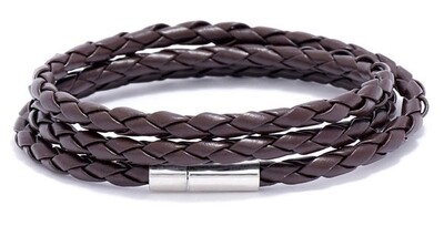 Gevlochten lederen armband | Bruin