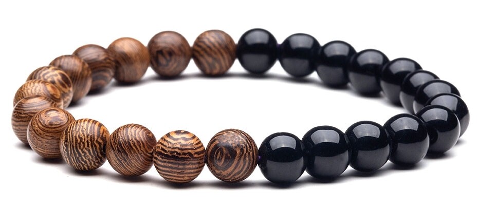 Armband natuursteen | Hout Glans