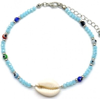 Enkelbandje met  Schelp | Turquoise