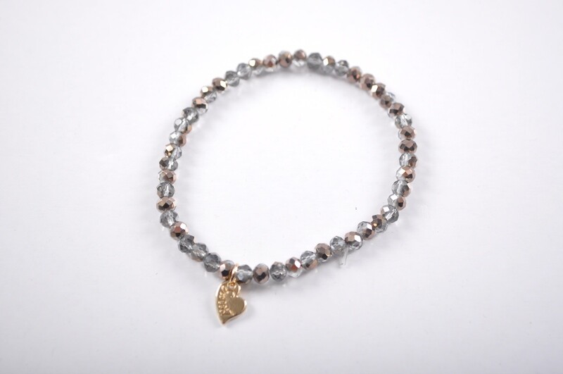 Kralen armband | Bruin-Zilver