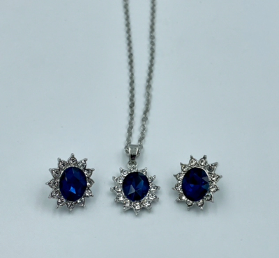 Setje ketting en oorbellen | Blauw