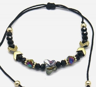 Enkelbandje met vlinder | Zwart