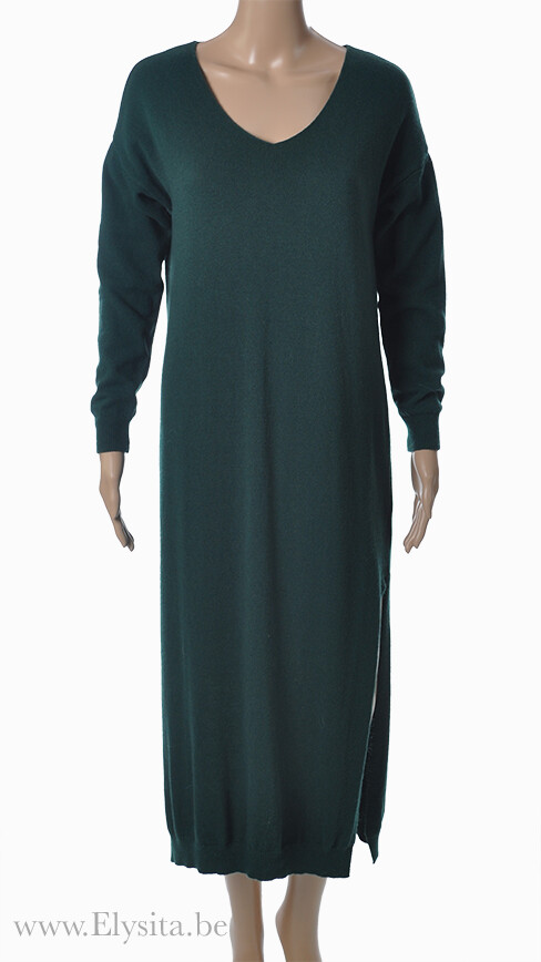 Fijngebreide lange jurk | Groen