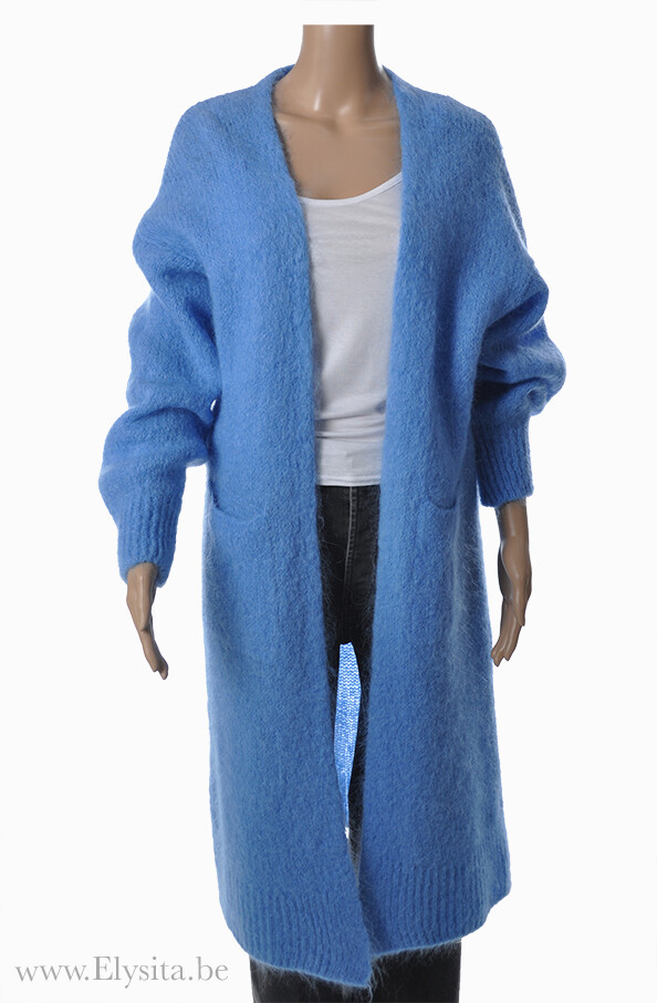 Oversized Mohairmix Cardigan | Blauw, Kleur: Babyblauw