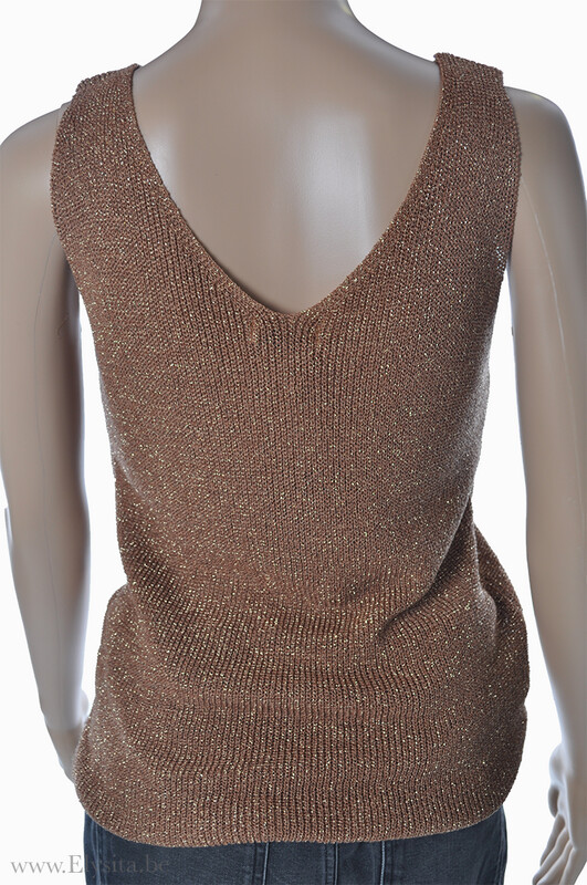 Ribgebreide top met glitters | Bruin