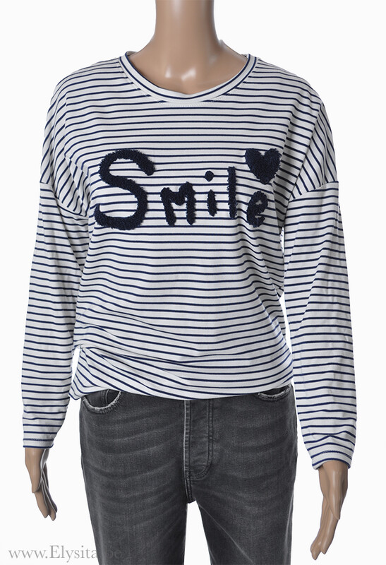 T-shirt Smile | Blauw-Wit