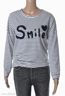 T-shirt Smile | Blauw-Wit