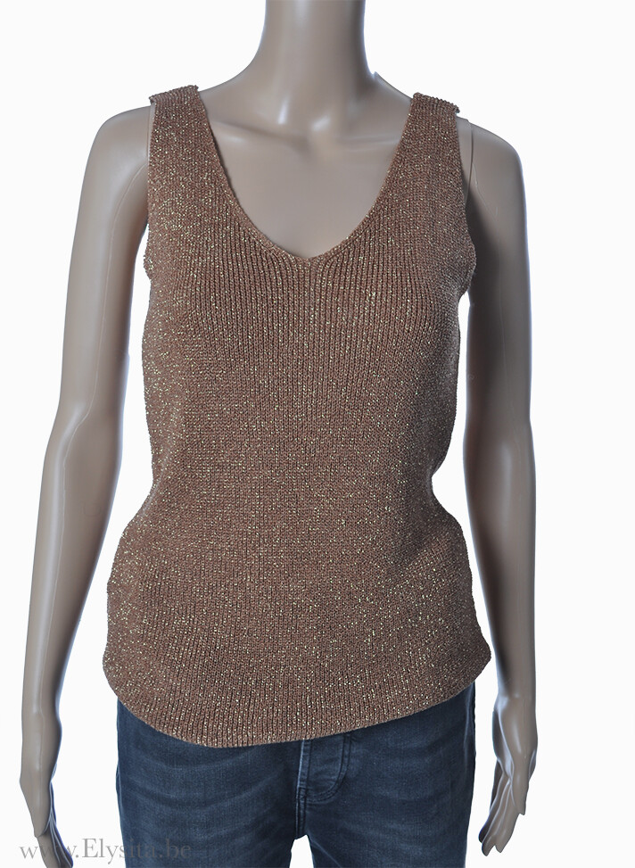 Ribgebreide top met glitters | Bruin