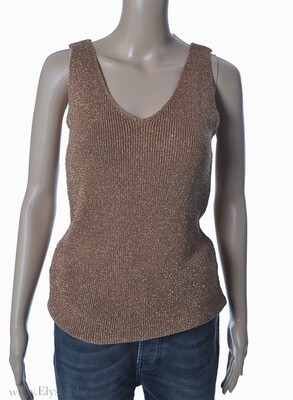 Ribgebreide top met glitters | Bruin