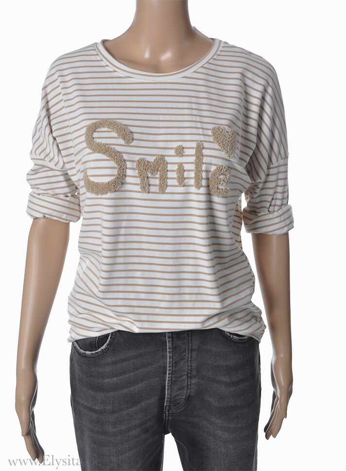 T-shirt Smile | Beige-Wit