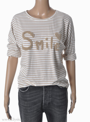 T-shirt Smile | Beige-Wit